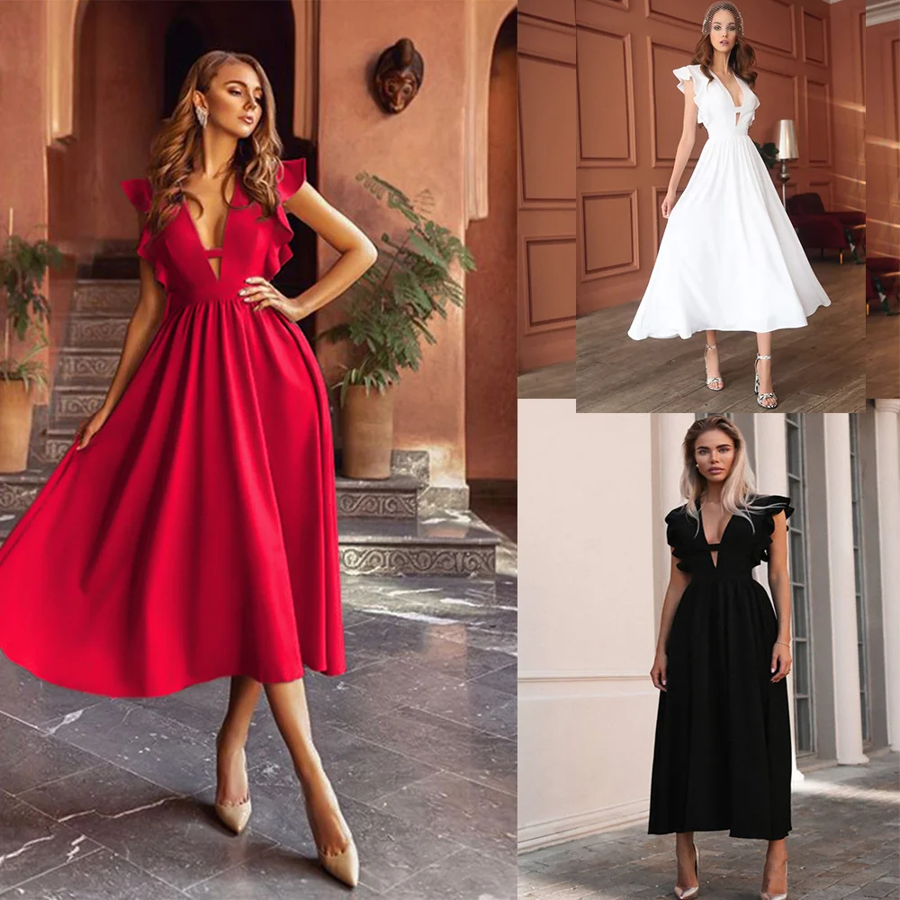 Chic Women's Formal Dress 2023 New in Sexy V-neck Butterfly Sleeve Long Dress Female Elegant Birthday Party Graduation Dresses
Chic Women's Formal Dress 2023 New in Sexy V-neck Butterfly Sleeve Long Dress Female Elegant Birthday Party Graduation Dresses
