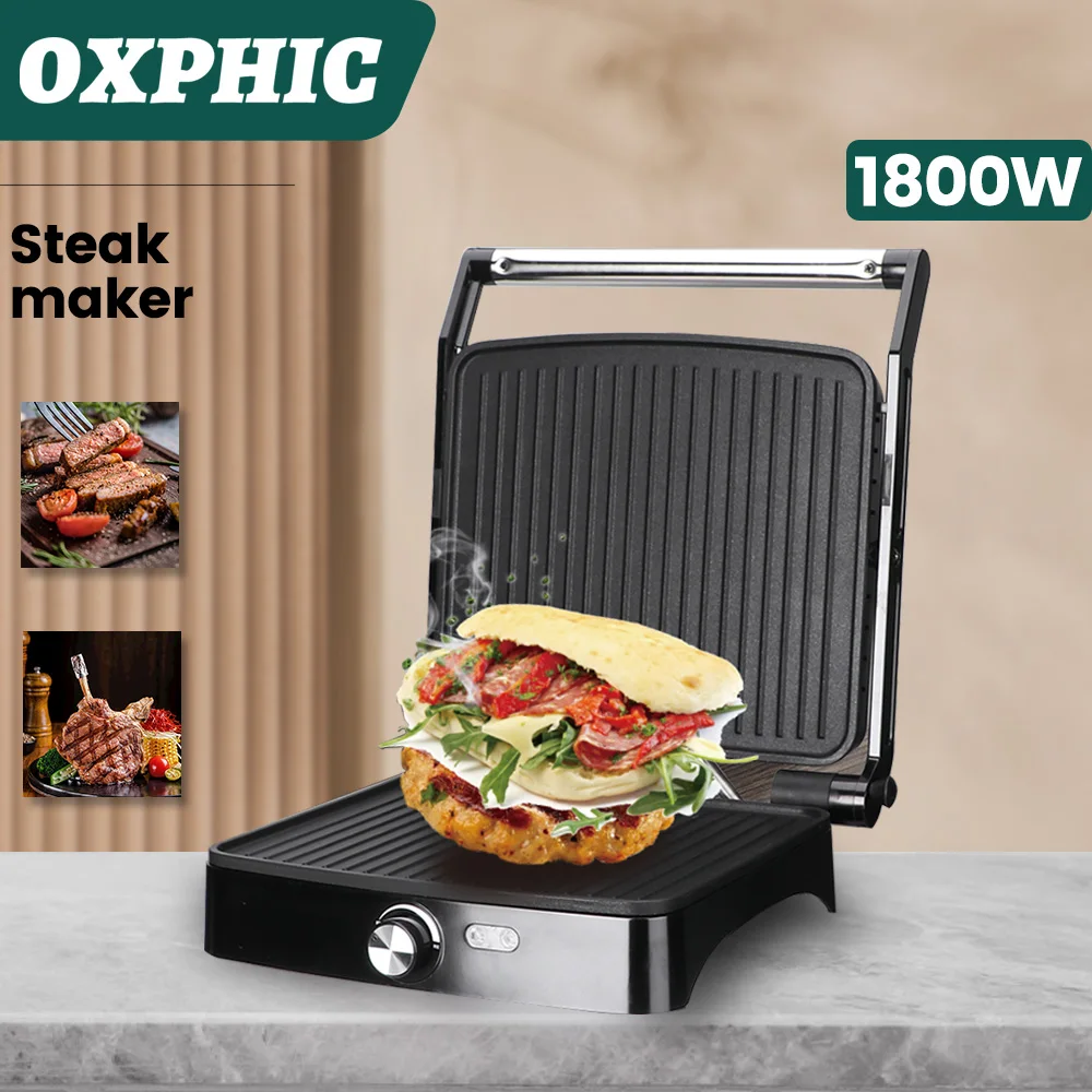 OXPHIC 1800W Home Appliance Electric Grill Machine Steak Maker Panini Press Grill BBQ TOOLS Parrillas Eléctricas
OXPHIC 1800W Home Appliance Electric Grill Machine Steak Maker Panini Press Grill BBQ TOOLS Parrillas Eléctricas