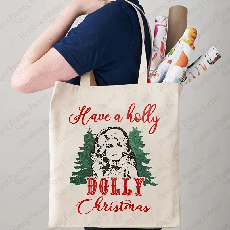 Have A Holly Dolly Christmas Pattern Tote Bag Trendy Folding Canvas Shoulder Bag Women Reusable Shopping Bag Best Gift for Xmas
Have A Holly Dolly Christmas Pattern Tote Bag Trendy Folding Canvas Shoulder Bag Women Reusable Shopping Bag Best Gift for Xmas