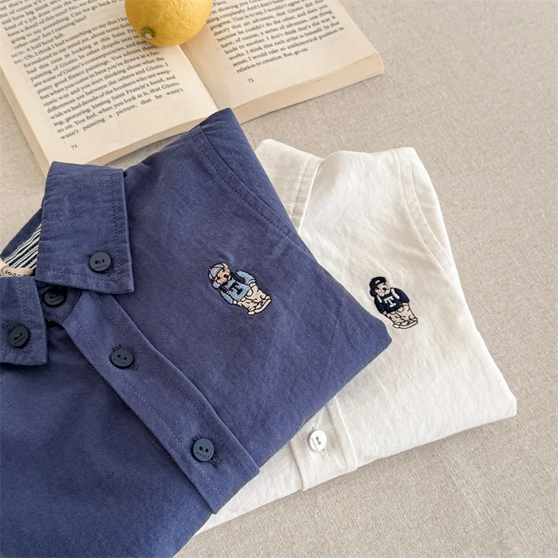 2024 Spring New Children Long Sleeve Shirts Fashion Girls Cartoon Lapel Shirt Baby Boys Cotton Tee Kids Casual Tops Clothes 28 Sf413c0921fc7462ab8ac1e2e827473a1a