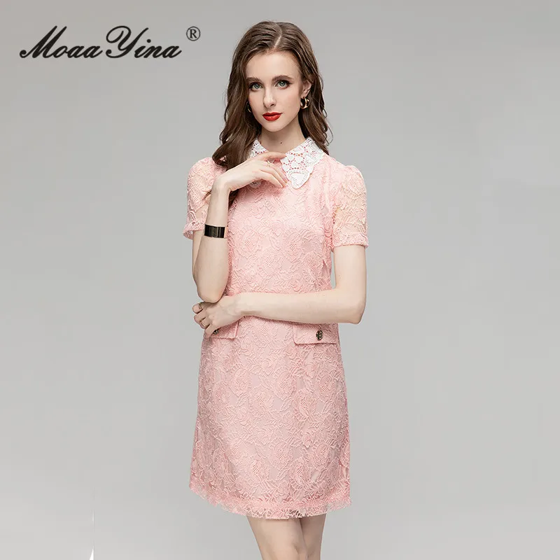 MoaaYina Summer Fashion Designer Pink Elegant Party Dress Women Lace Lapel Pocket Button Hollow Out Embroidery Loose Mini Dress
MoaaYina Summer Fashion Designer Pink Elegant Party Dress Women Lace Lapel Pocket Button Hollow Out Embroidery Loose Mini Dress