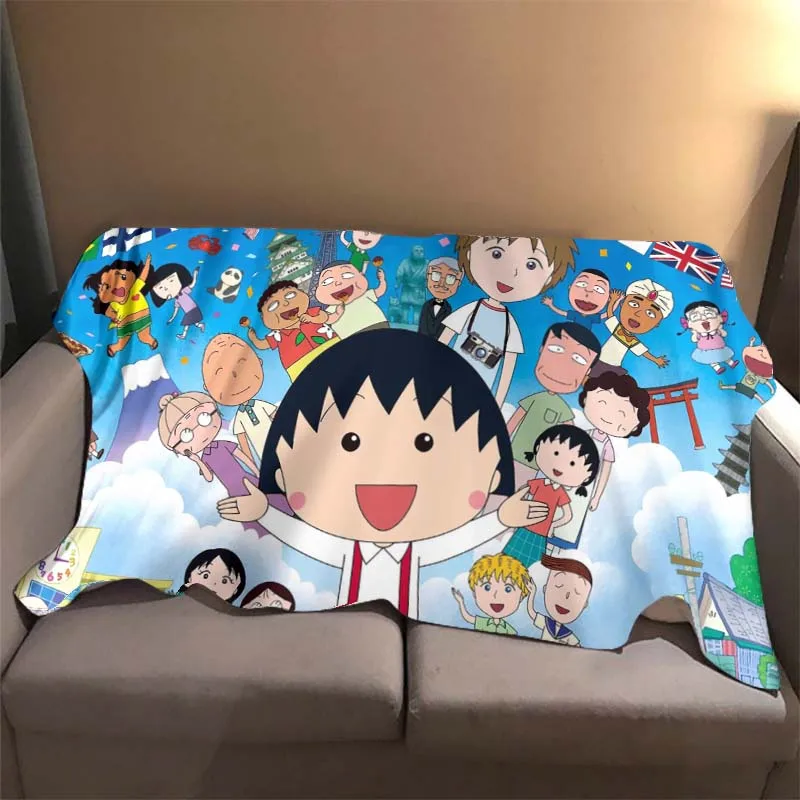 

Мягкое фланелевое одеяло Chi-bi Maruko Sakura Momoko, детское теплое плюшевое покрывало, одеяло для гостиной, кровати, дивана, пикника