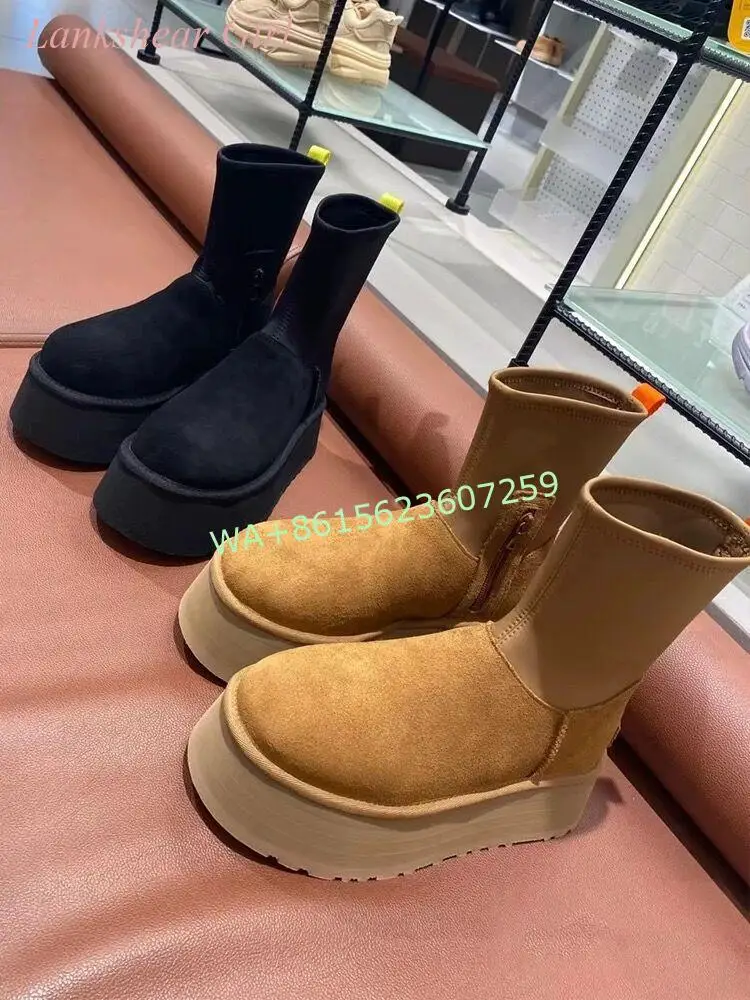 Fur Integrated Platform Ankle Boots 2023 Winter New Women's Short Elastic Side Zipper Plus Velvet Warm Snow Ankle Calf Booties
Fur Integrated Platform Ankle Boots 2023 Winter New Women's Short Elastic Side Zipper Plus Velvet Warm Snow Ankle Calf Booties