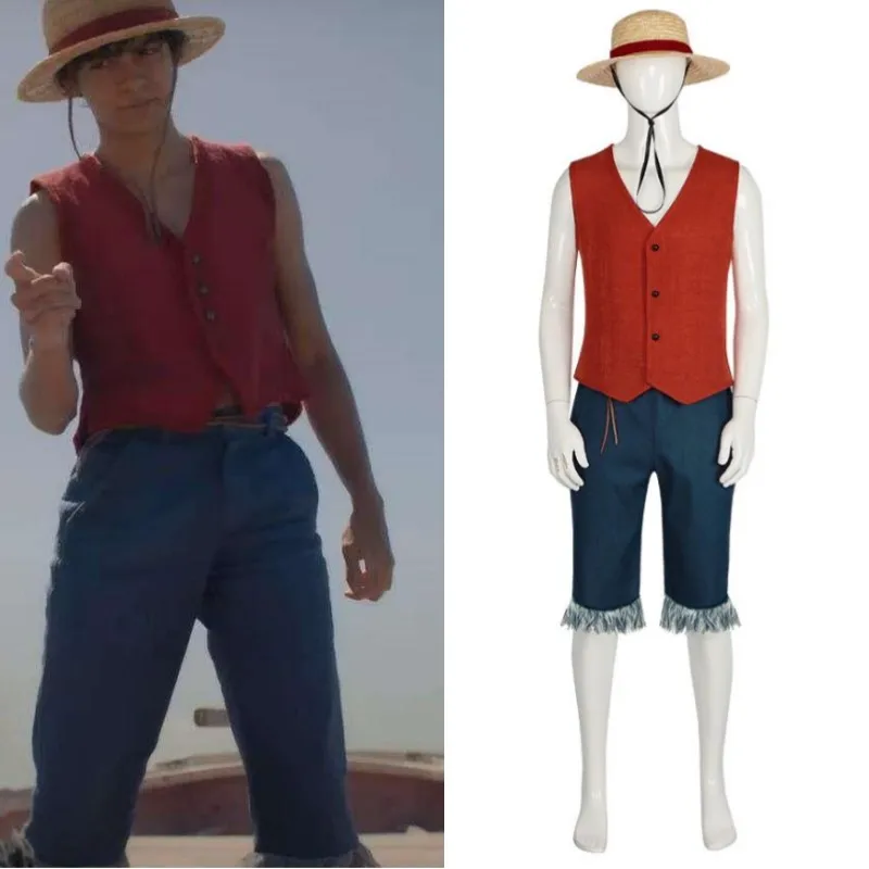 New Anime Movie Monkey D Luffy Cosplay Costume Hat Vest Shorts Uniform Halloween Carnival Party Role Play Stage Performance Suit
New Anime Movie Monkey D Luffy Cosplay Costume Hat Vest Shorts Uniform Halloween Carnival Party Role Play Stage Performance Suit