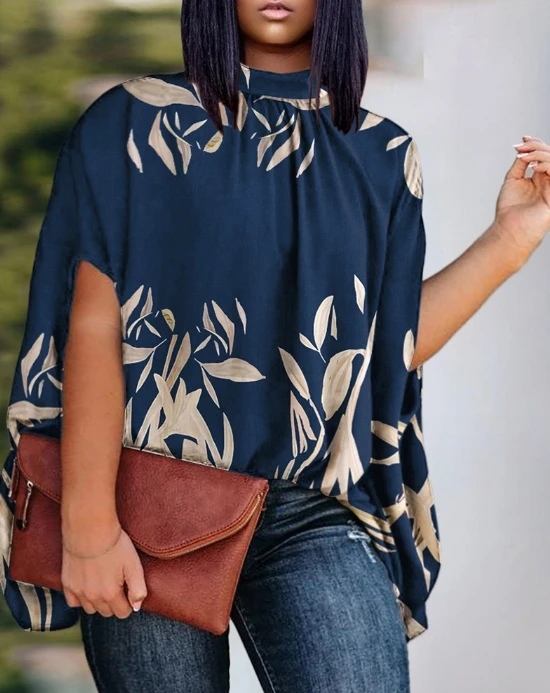 Women's Casual Top Fashion Summer Set Temperament 2024 New Printed Bat Sleeves Loose Top
Women's Casual Top Fashion Summer Set Temperament 2024 New Printed Bat Sleeves Loose Top 