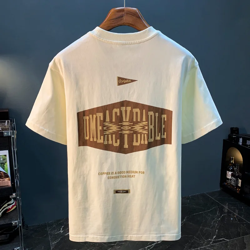 

Футболка T-shirt Мужская Летняя тонкая модная универсальная свободная стройнящая Мужская Удобная дышащая Стильная кофта с принтом