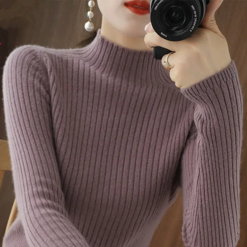 Fashion Solid Color Half High Collar Knitted All-match Sweater Women Clothing 2022 Autumn New Loose Casual Pullovers Korean Tops
Fashion Solid Color Half High Collar Knitted All-match Sweater Women Clothing 2022 Autumn New Loose Casual Pullovers Korean Tops