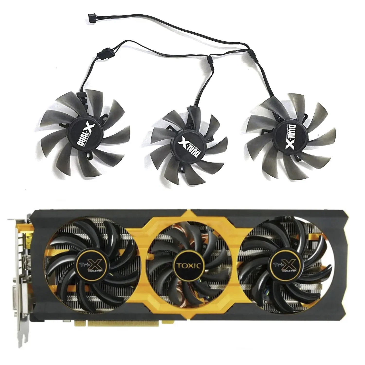 

DIY dual ball GPU fan 4PIN 85MM 75MM FDC10H12S9-C FD7010H12S suitable for Sapphire R9 270X Sapphire R9 280X graphics card