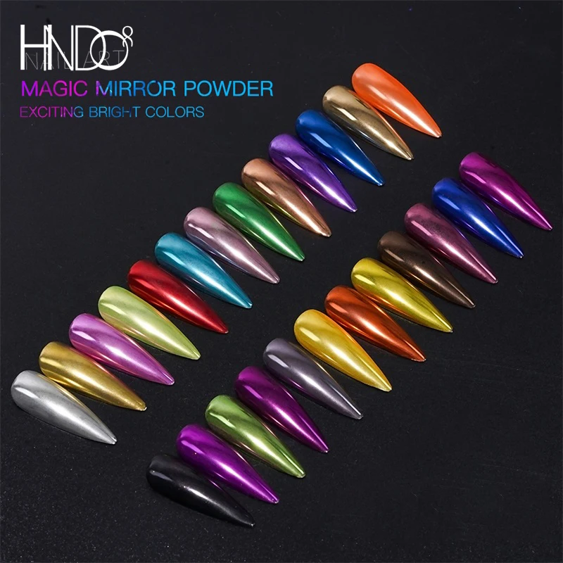 

Хромированный порошок HNDO для ногтей, блестящий зеркальный эффект для профессионального маникюра, красочный дизайн ногтей, металлический пигмент, пыль