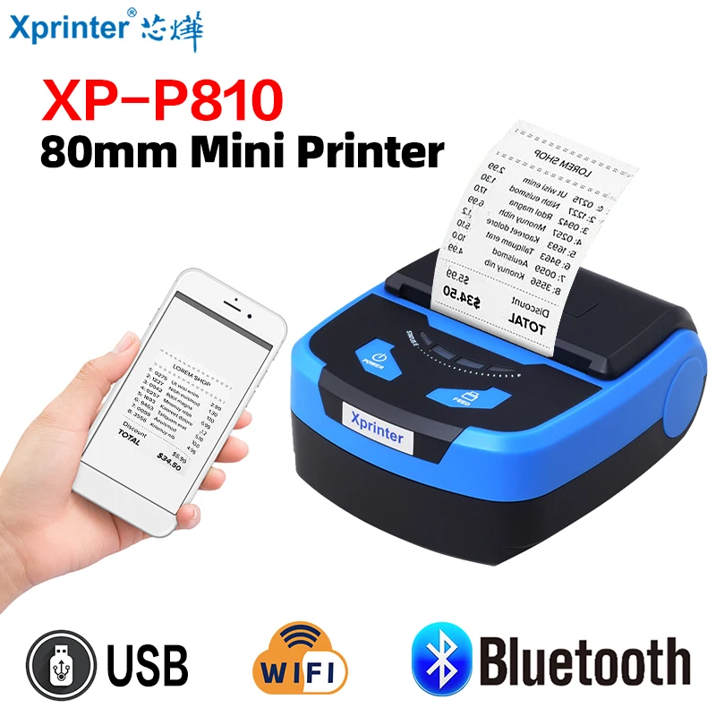 

Xprinter Mini 80mm Thermal Printers Wireless Portable Receipt Printer Thermal Bluetooth Mobile Phone Android POS PC Pocket Bill