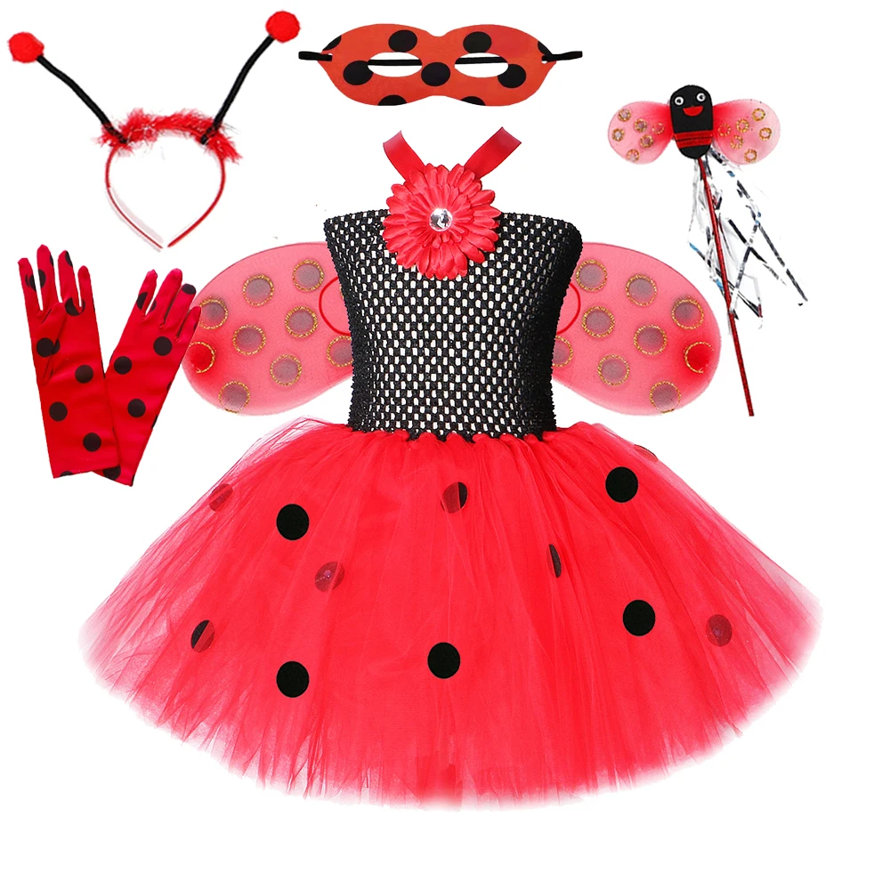 Spots Lady Beetle Fairy Costumes for Girls Kids Halloween Tutu Dress with Wings Set Sunflower Princess Birthday Dresses Outfits
Spots Lady Beetle Fairy Costumes for Girls Kids Halloween Tutu Dress with Wings Set Sunflower Princess Birthday Dresses Outfits