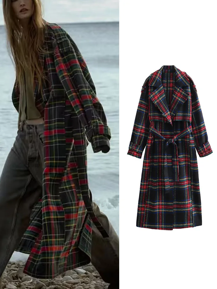 TRAF Autumn Winter Long Loose Warm Plaid Blends Trench Coat for Women 2023 Casual Raglan Sleeve Lace-up Classic Overcoat
TRAF Autumn Winter Long Loose Warm Plaid Blends Trench Coat for Women 2023 Casual Raglan Sleeve Lace-up Classic Overcoat