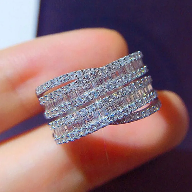 Newest X Shape Multi-layer Cross Sterling Silver Color Ring For Women Wedding Jewelry AAA Dazzling CZ Stone Micro Paved Rings
Newest X Shape Multi-layer Cross Sterling Silver Color Ring For Women Wedding Jewelry AAA Dazzling CZ Stone Micro Paved Rings