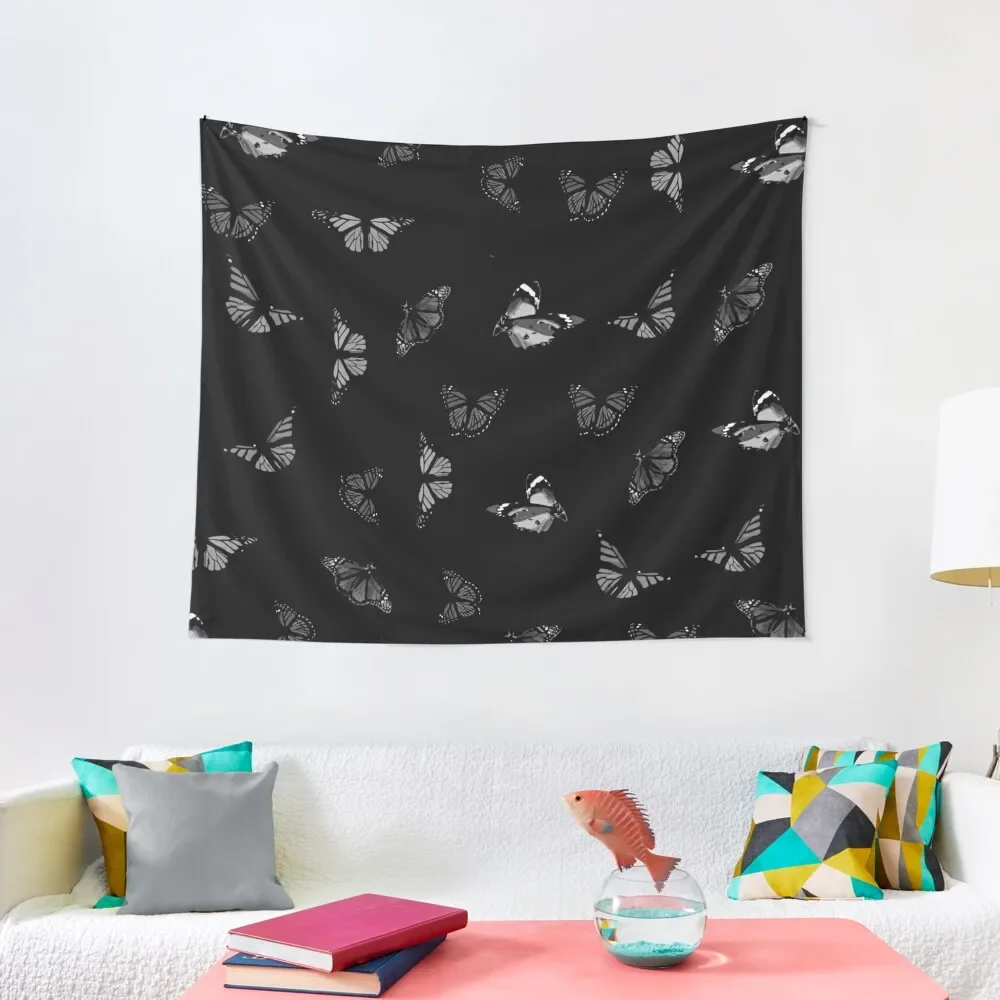 

Butterflies Pattern Black And White Tapestry Outdoor Decor Anime Decor Wallpaper Tapestry