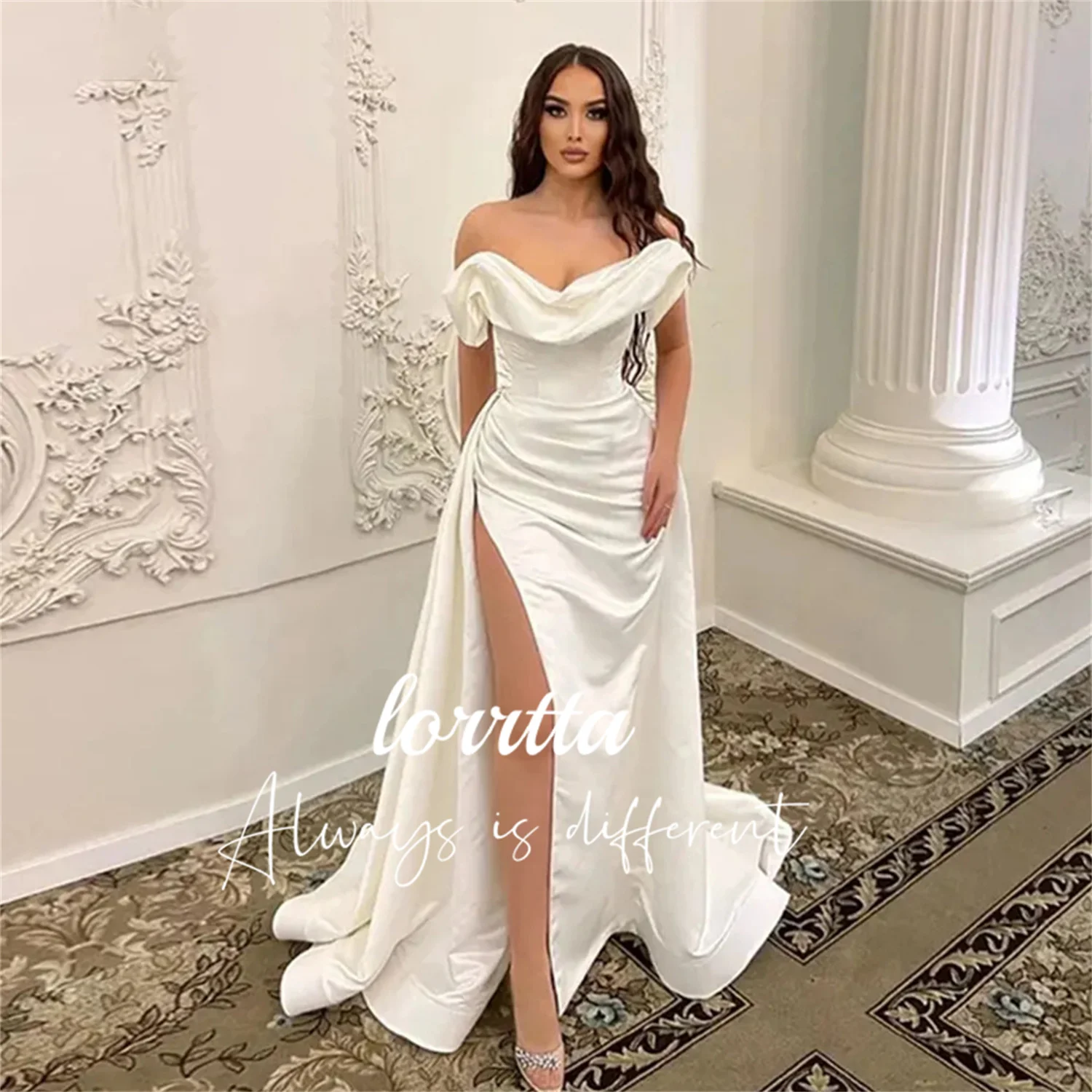 Lorrtta Bridal Satin Wedding Dress Princess Backless Off-Shoulder High Slit Mermaid Dress فستان سهرة نسائي فساتين السهرة الحفلات
Lorrtta Bridal Satin Wedding Dress Princess Backless Off-Shoulder High Slit Mermaid Dress فستان سهرة نسائي فساتين السهرة الحفلات