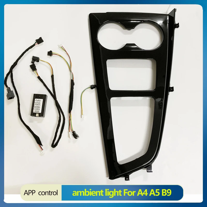 

For Audi A4 A5 B9 2017-2023 Interior Central Light Gear Panel Lamp Gloss Black LED Central Control Trim Ambient Light