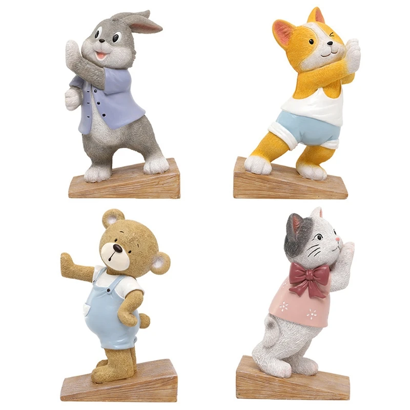 

for Creative Cartoon Animal Door Stop Resin Bunny Dog Bear for Cat Statue Stopper Home Office Bookend Drop shipping