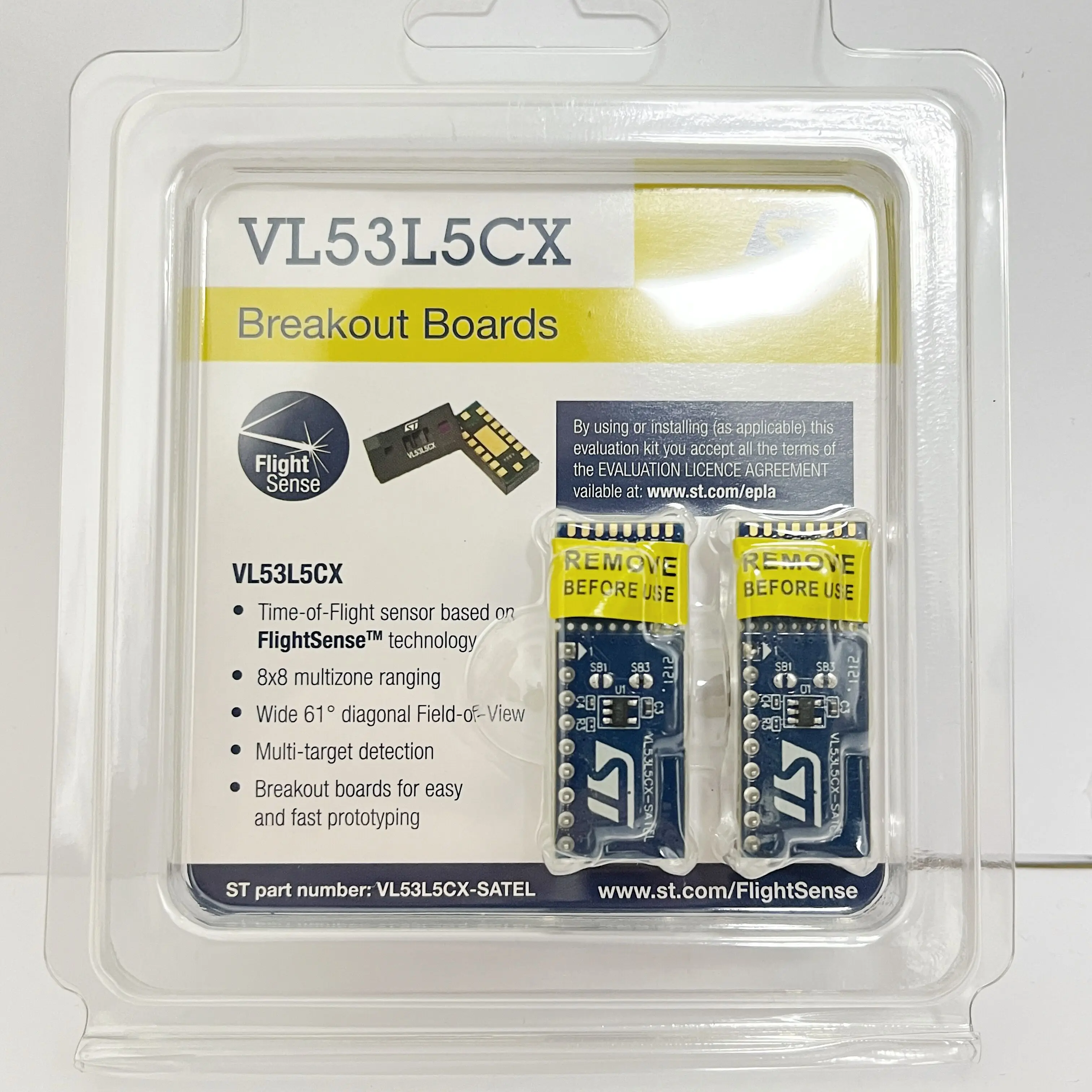 

VL53L5CX-SATEL VL53L5CX series Light, 3D Time-of-Flight (ToF) Sensor Evaluation Board