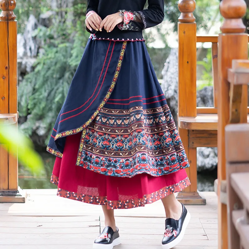Chinese Style Ethnic Vintage Women Long Colour Large Swing Skirts 2022 New Harajuku Asymmetry Splicing Faldas Jupe Longue Femme
Chinese Style Ethnic Vintage Women Long Colour Large Swing Skirts 2022 New Harajuku Asymmetry Splicing Faldas Jupe Longue Femme