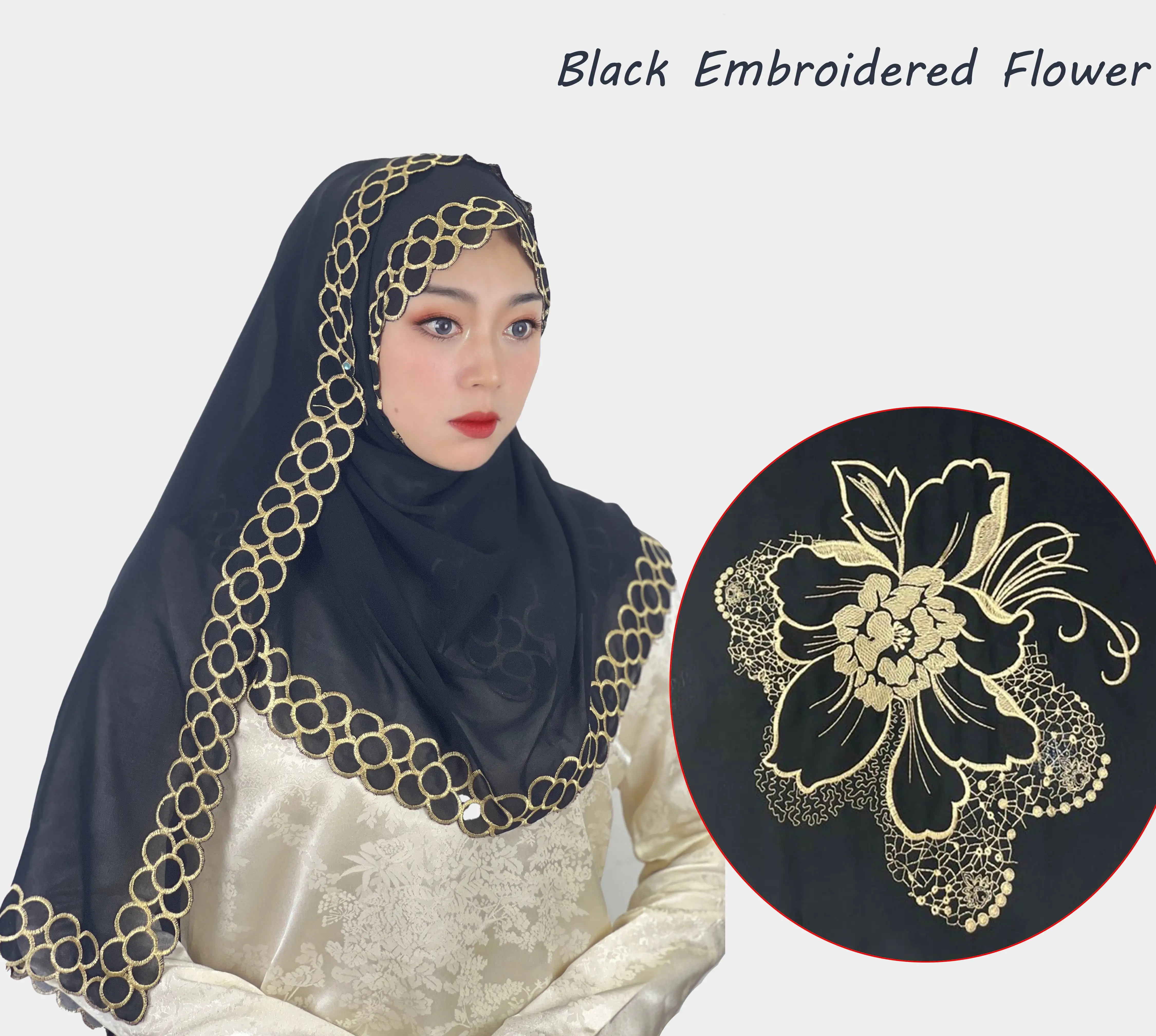 Spring & Autumn Warm Black Embroidered Scarf Female Elegant Temperament New Soft and Comfortable Solid Color Pullover Head Scarf
Spring & Autumn Warm Black Embroidered Scarf Female Elegant Temperament New Soft and Comfortable Solid Color Pullover Head Scarf