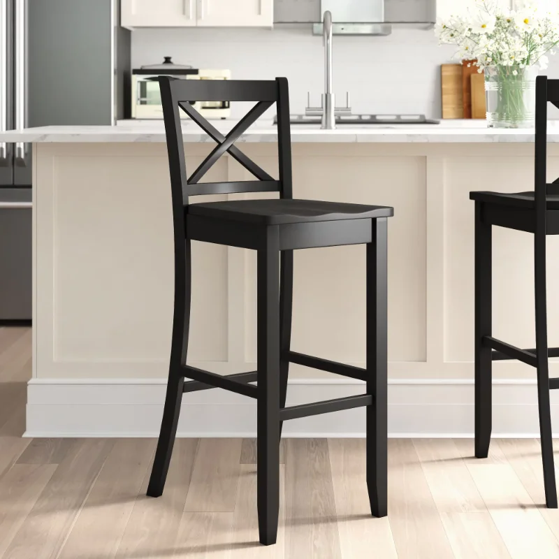 

Linon Kingston 30" Cross Back Bar Stool, Rich Black Finish bar stools set of 2