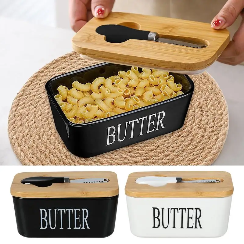 

Butter Dish with Lid cheese butter dish Rectangular Airtight Kitchen Storage for West/East Coast Butters Ceramic Butter Holder