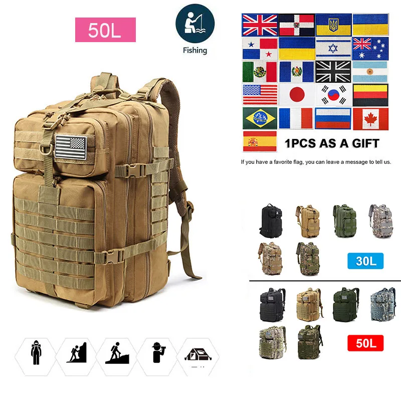 30L/50L Bag Military Backpack Men 900D Nylon Military Hiking Bag Waterproof Rucksacks Army Outdoor Camping Trekking Hunting Bag
30L/50L Bag Military Backpack Men 900D Nylon Military Hiking Bag Waterproof Rucksacks Army Outdoor Camping Trekking Hunting Bag
