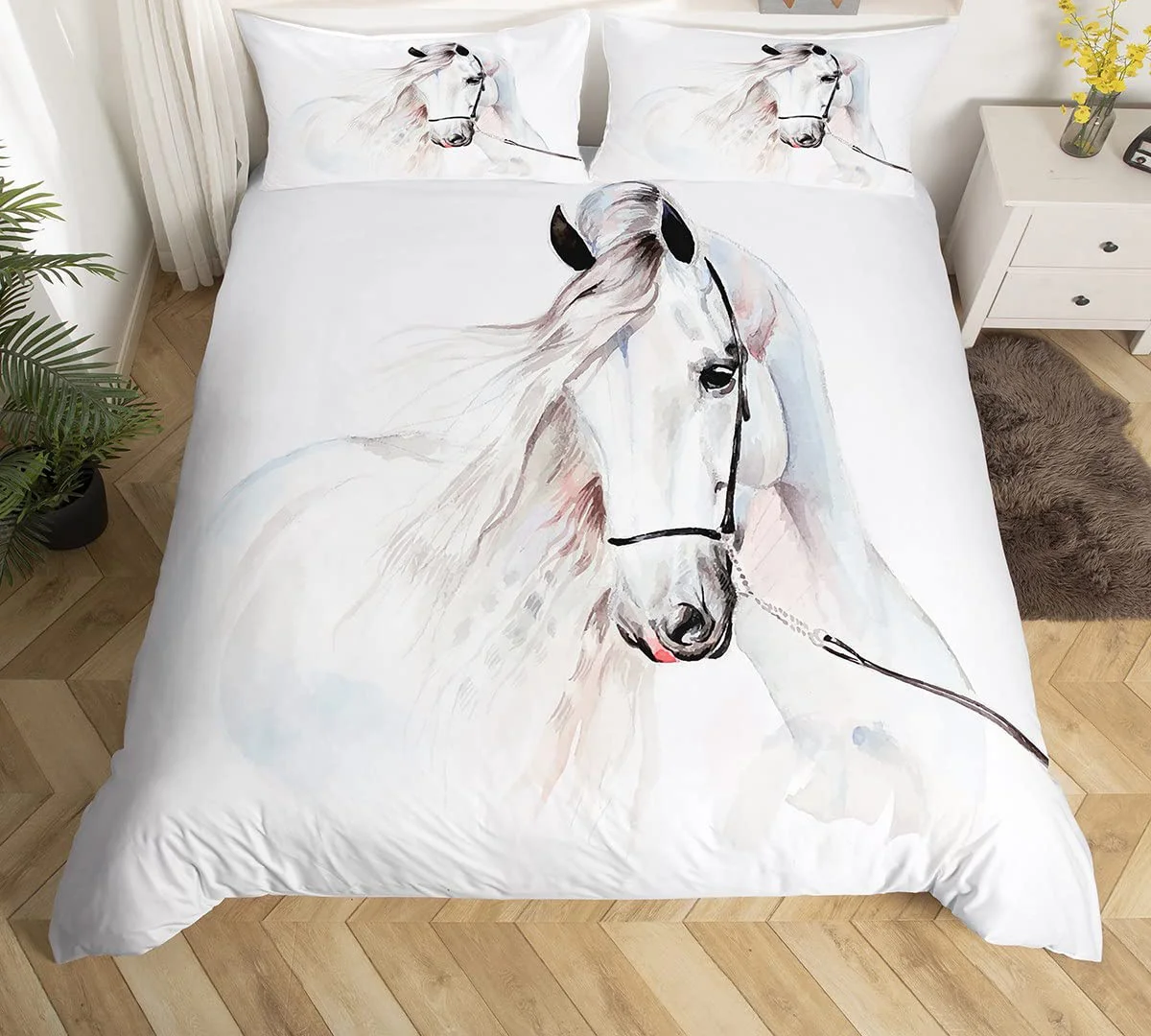 White Horse Duvet Cover Set Queen Size Microfiber 3D Steed Print Bedding Set Wildlife Comforter Cover Animal 3pcs Quilt Cover
White Horse Duvet Cover Set Queen Size Microfiber 3D Steed Print Bedding Set Wildlife Comforter Cover Animal 3pcs Quilt Cover