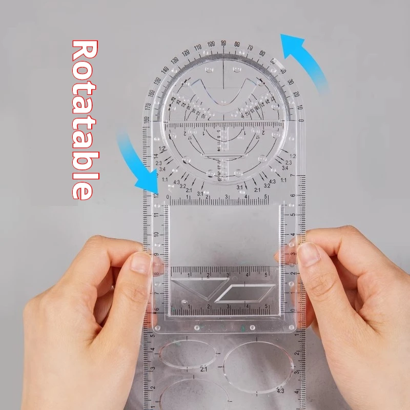 Multifunctional Geometric Ruler Rotatable Geometric Drawing Template Measuring Scale Ruler Tool For Art School Student Office
Multifunctional Geometric Ruler Rotatable Geometric Drawing Template Measuring Scale Ruler Tool For Art School Student Office