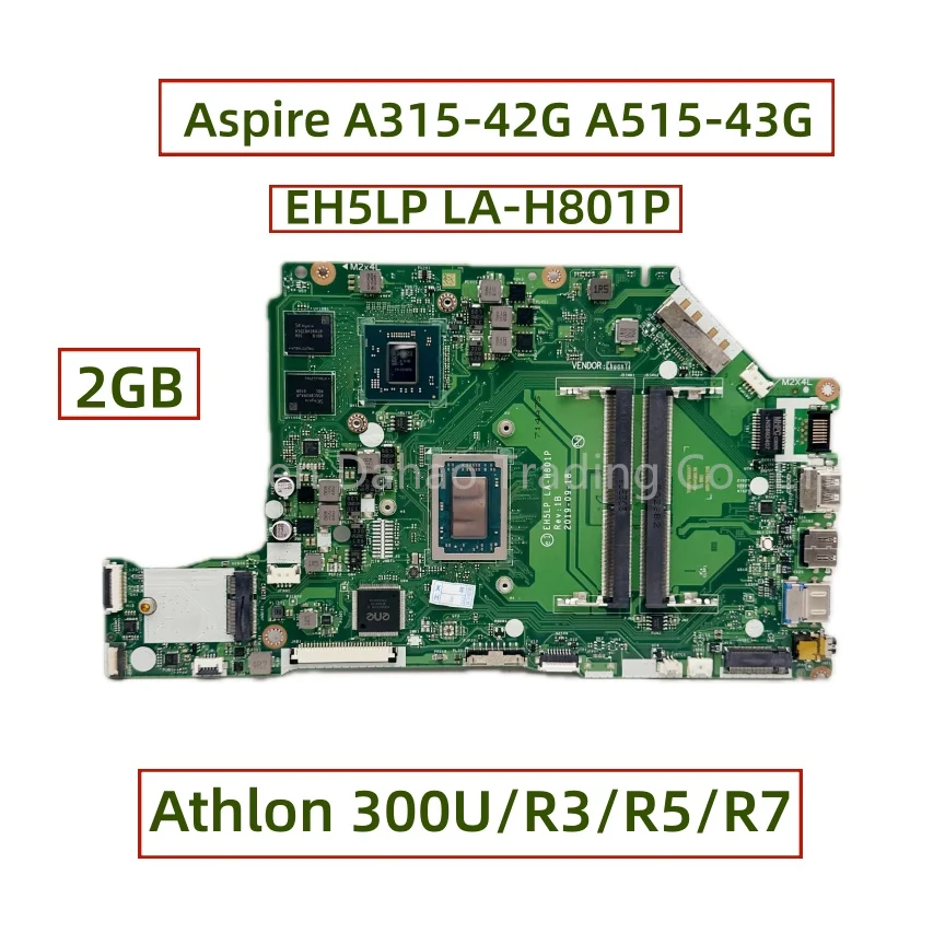 

LA-H801P For Acer Aspire A315-42 A515-43 A315-42G A515-43G Laptop Motherboard With Athlon 300U R3-3300 R5-3500 R7-3700 CPU AMD