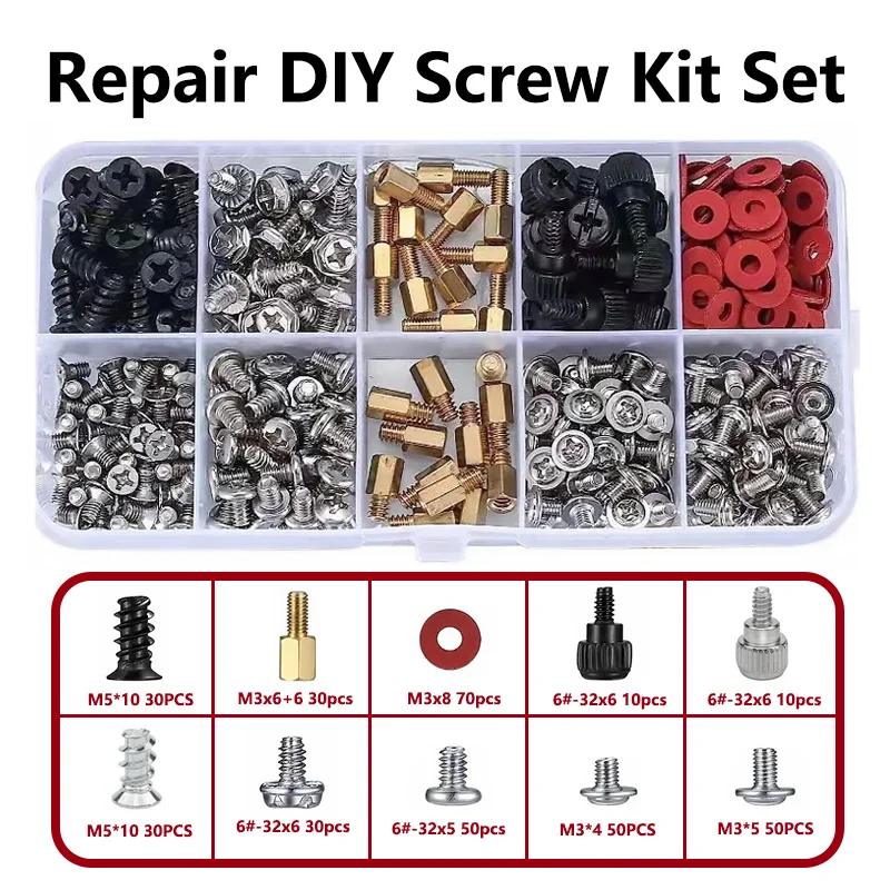 

228/280/300/332/360PCS/box Hard Disk DIY Motherboard PC Computer Assemble Case Screw Bolt Standoff Washer Set Assortment Kit