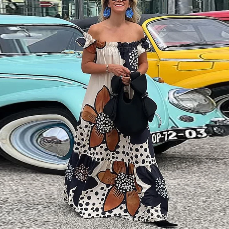 Chic Vintage Flower Print Dopamine Dress Sexy Slash Neck Boho Beach Long Dress Women Fashion Casual Loose Off Shoulder Maxi Dres
Chic Vintage Flower Print Dopamine Dress Sexy Slash Neck Boho Beach Long Dress Women Fashion Casual Loose Off Shoulder Maxi Dres