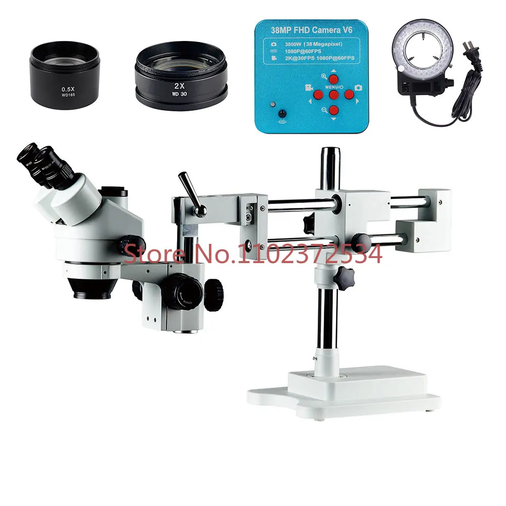 High Quality 38MP Camera LED Ring Light 3.5X-90X Stereo Trinocular Electronic Repair Microscope For Sale
High Quality 38MP Camera LED Ring Light 3.5X-90X Stereo Trinocular Electronic Repair Microscope For Sale