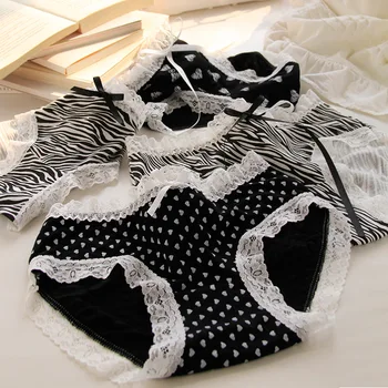 여성용 코튼 속옷, 섹시한 레이스 팬티, 패션 레오파드 프린트, 트레이스리스 팬티, 허리 컴포트 팬티, 여성 란제리 상품 이미지