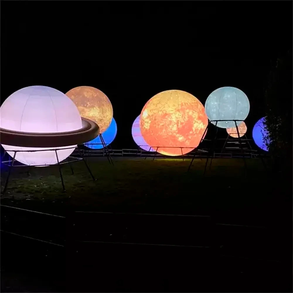 

LED Giant Inflatable Planet Balloons Solar System Balls Earth Moon Sun Jupiter Saturn Uranus Neptune Mercury Venus For Party De