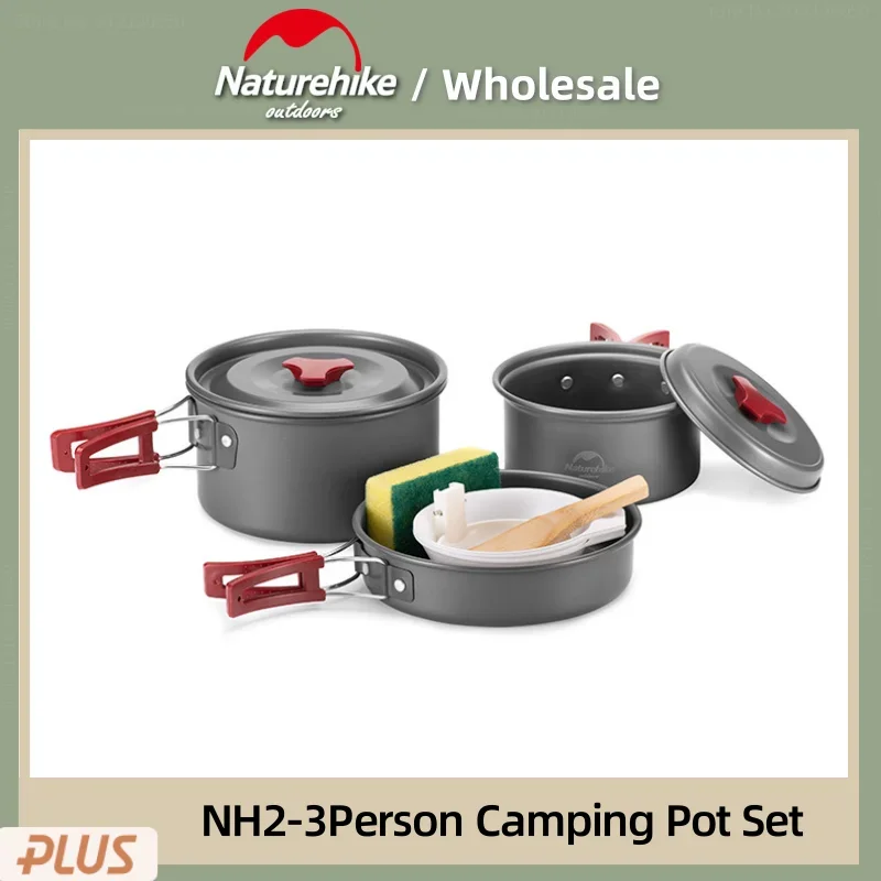 

Naturehike Outdoor Portable Ultralight Pot Set Camping Picnic Aluminum Alloy Tableware Camping Cookware Set Frying Pan Fryer Wok
