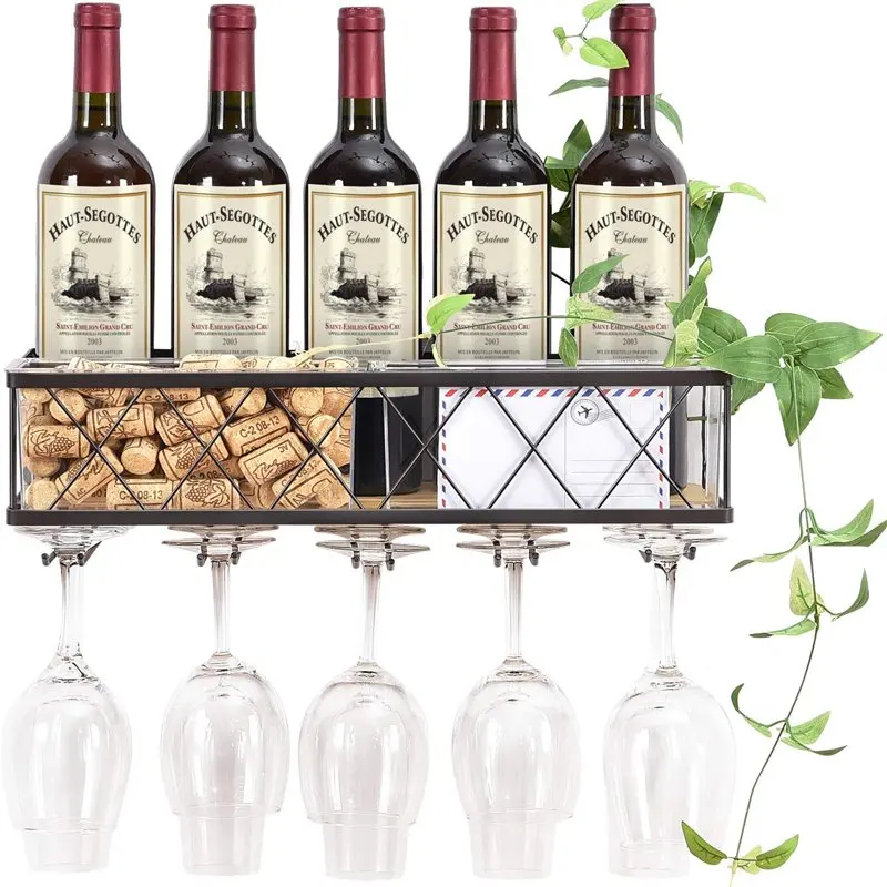 Kingrack Wall Mounted Wine Rack -Metal Bottle & Glass Wine Holder with Hanging Stemware Glasses Set, Wine Cork Storage Home Kitc
Kingrack Wall Mounted Wine Rack -Metal Bottle & Glass Wine Holder with Hanging Stemware Glasses Set, Wine Cork Storage Home Kitc