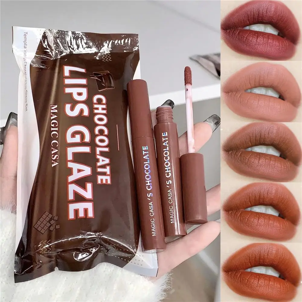 

Chocolate Lip Glaze Set Matte Velvet Lip Gloss Waterproof Lasting Liquid Lipstick Red Lip Tint Sexy Women Lips Makeup Cosmetics