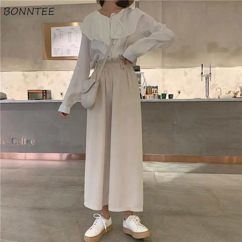 

Casual Pants Women Elegant 4XL All-match Summer Leisure Ins Solid Popular Ankle-Length Trousers Overalls Elastic Waist Fashion