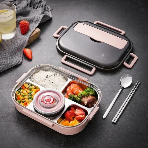 

Lunch Box With Lids Microwave Soup Cup Japanese Style Bento Box Food Storage Containers Stainless Steel For Kids Food Warmer