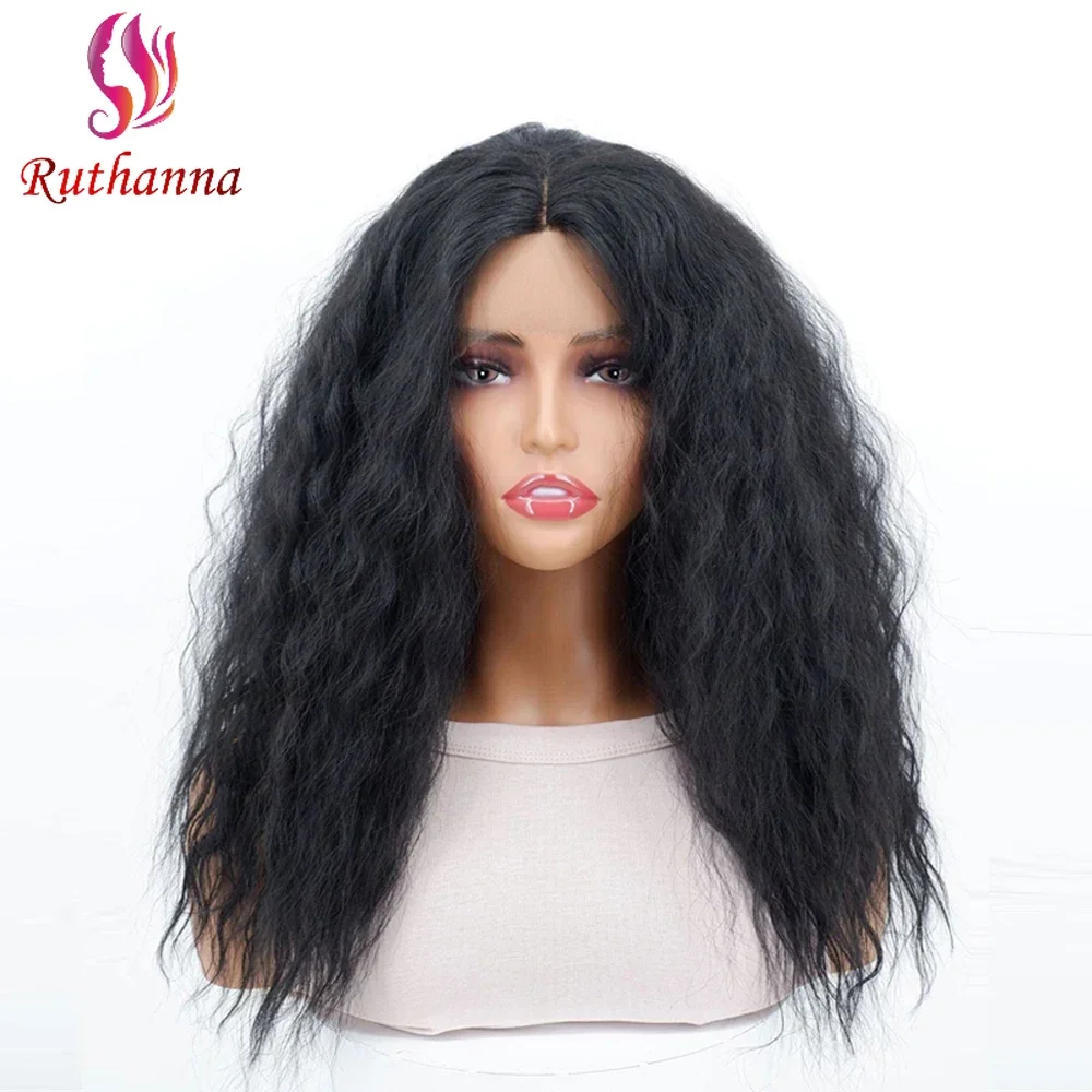

Fluffy Wool Roll Lace Front Synthetic Long Curly Wig For Women 24 Inch Middle Part Latin American Roll Baby Hair Glueless Wig