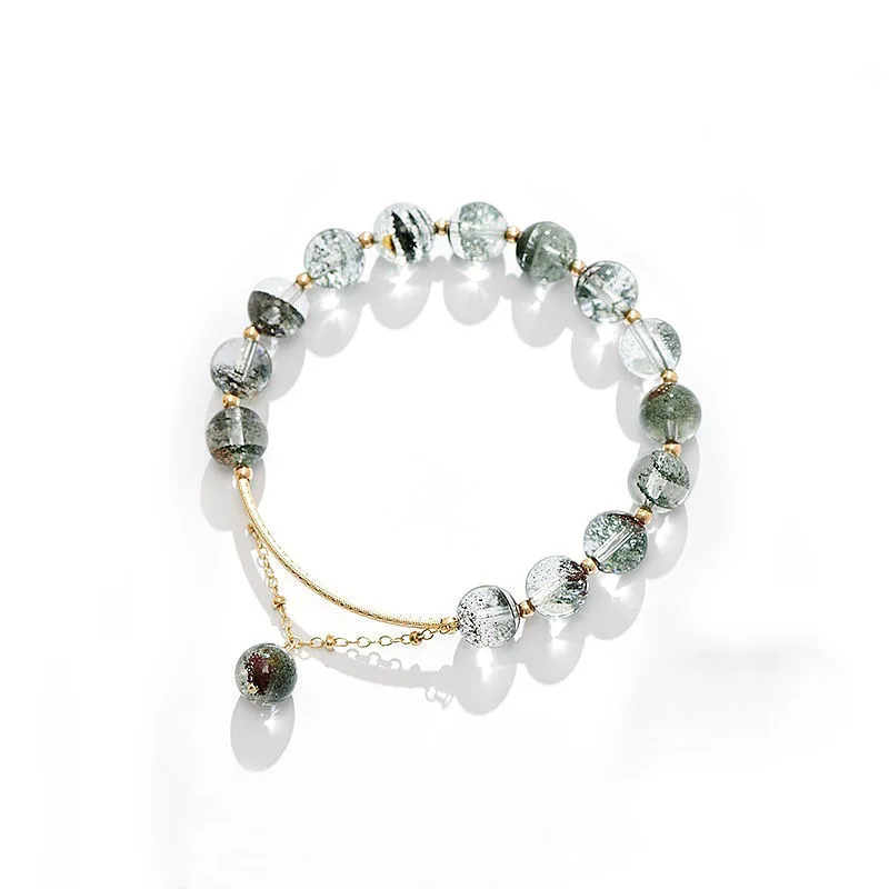 Natural Green Phantom Crystal Bracelet for Women, Wealth and Fortune, Simple Milky Way Crystal Beaded Bracelet 
Natural Green Phantom Crystal Bracelet for Women, Wealth and Fortune, Simple Milky Way Crystal Beaded Bracelet