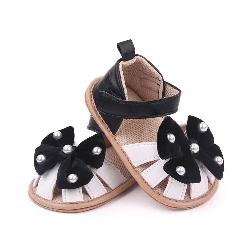 

Infant Baby Girls Summer Sandals Bowknot Pearls Soft Open Toe Shoes Newborn First Walker Shoes for Casual Daily