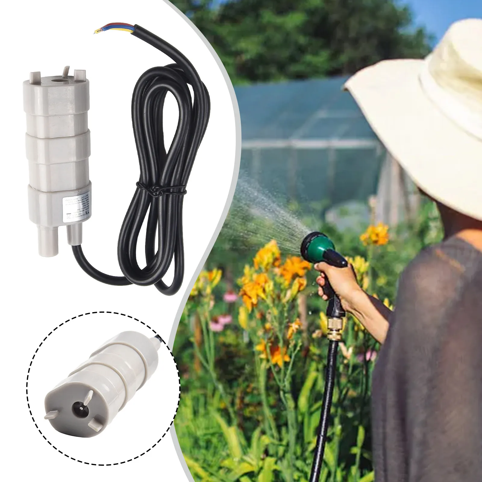 

1000L/H 12V Submersible Water Pump For Garden Sprinklers Lawn Motorhome Pond Connecting To Car Power & 12V Battery