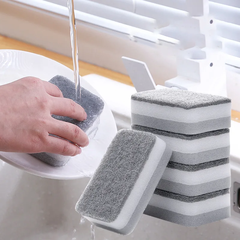 

Kitchen Dishwashing Artifact Double-sided Cleaning Scouring Pad Magic Sponge Wipe