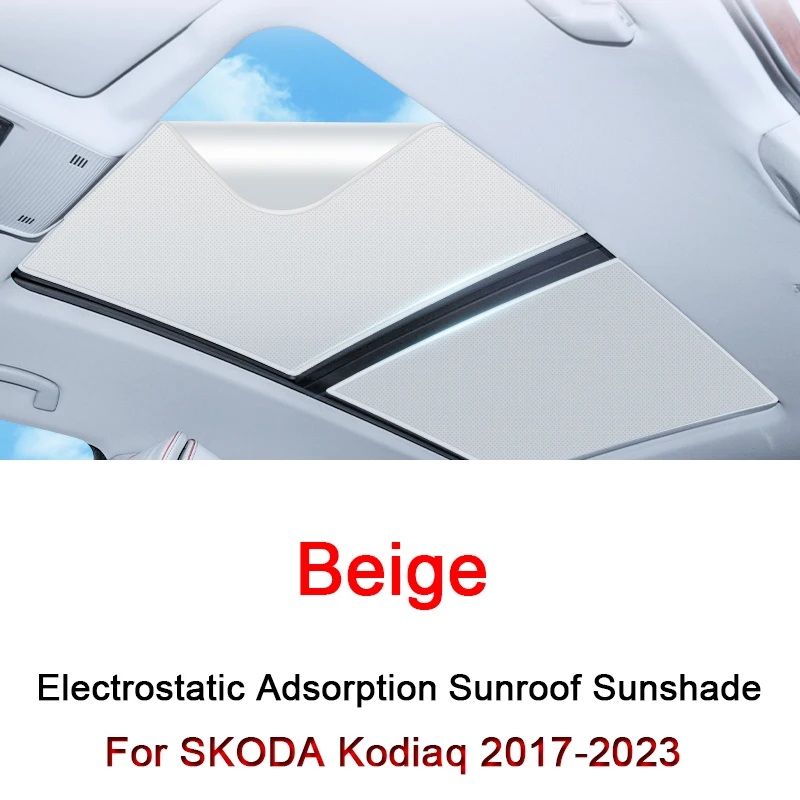 

For SKODA Kodiaq 2017-2023 Electrostatic Adsorption Car Roof Sunshade Skylight Blind Shading Windshield Sun Shades Sunroof Cover