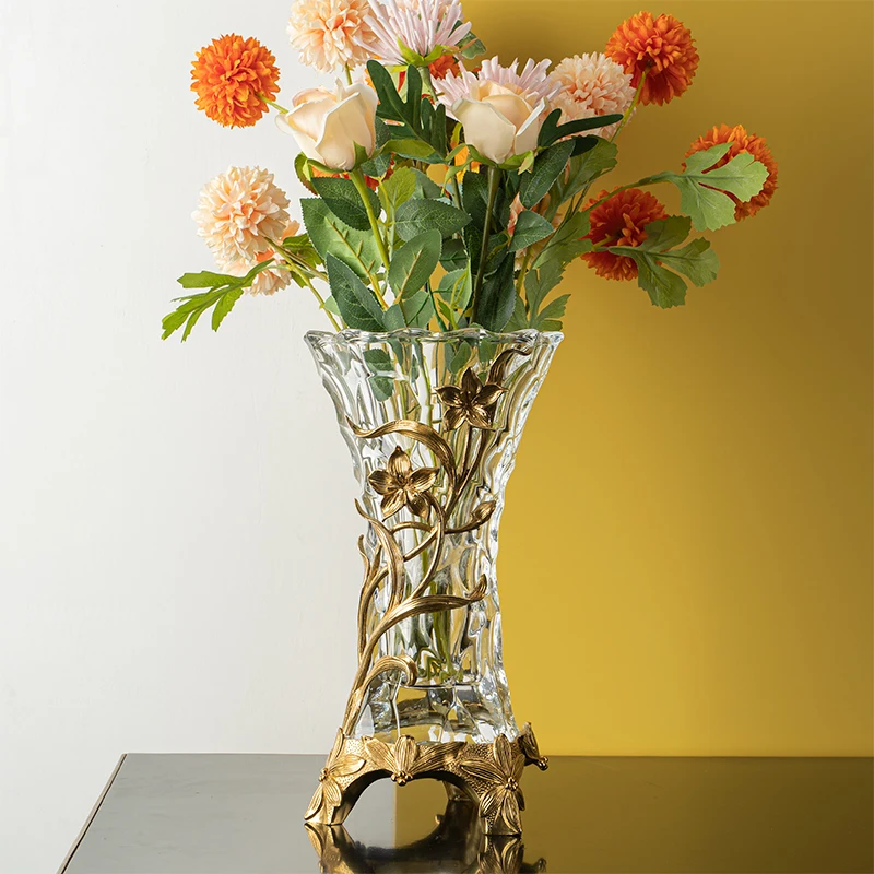 European Crystal Vase Glass Copper Living Room Flower Vases High End Luxury Foyer Decorations
European Crystal Vase Glass Copper Living Room Flower Vases High End Luxury Foyer Decorations