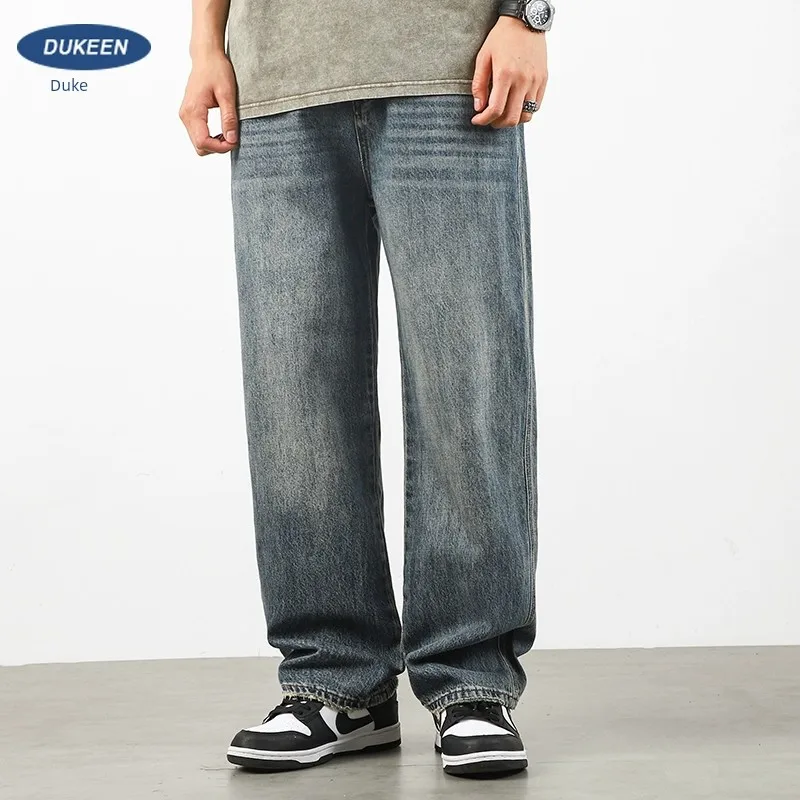 

EN American HigH Street Straight Jeans Men's Summer Loose Wide Leg With A SenSe Of Drape And Casual Long Pants For Men