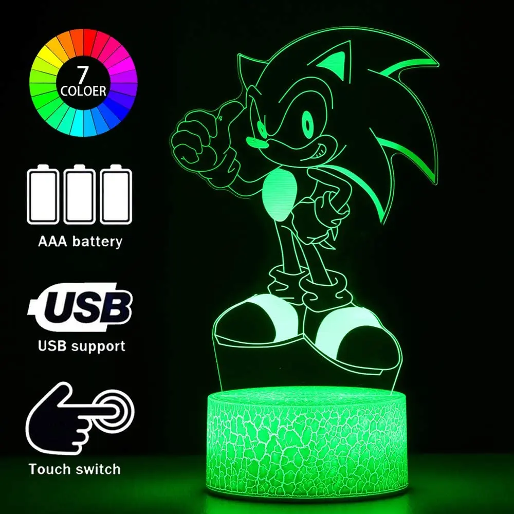 3D Mouse Night Light 7 Color Change LED Desk Lamp Touch Room Decor Gift 
