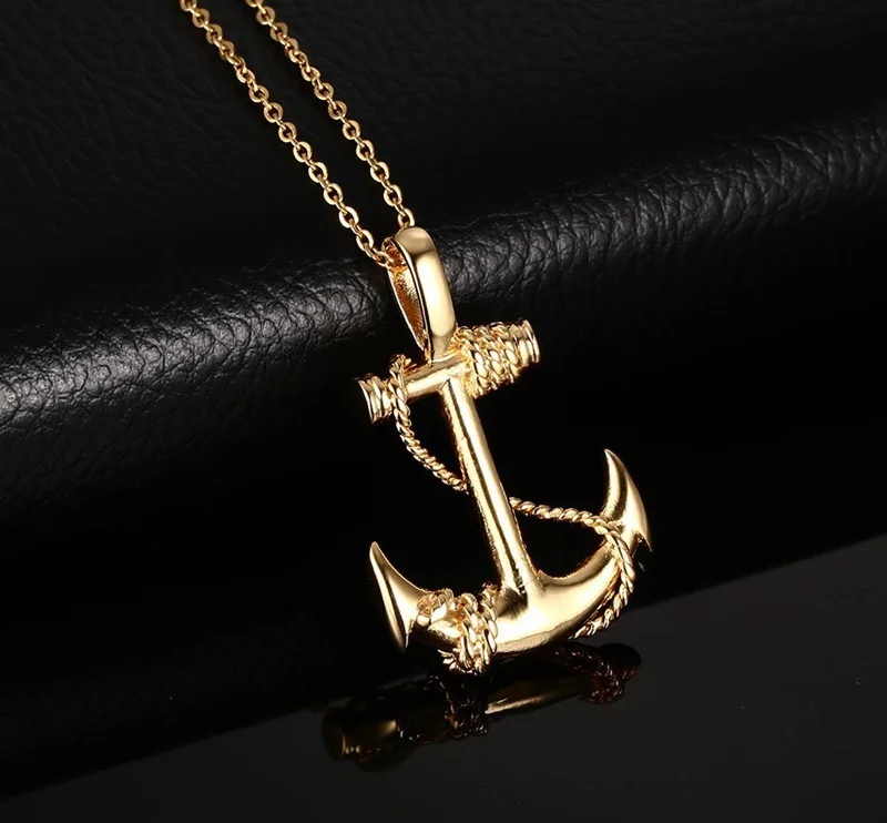 

2021 New Style Boat Anchor Charm Chain Necklace Plated Gold Sailor Necklace Popular Exquisite Jewelry Commemorative Gift for Men